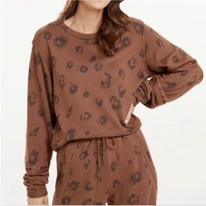 Splendid Corinna Leopard Print Sweatshirt Women’s Size Small Brown Long‎ Sleeve